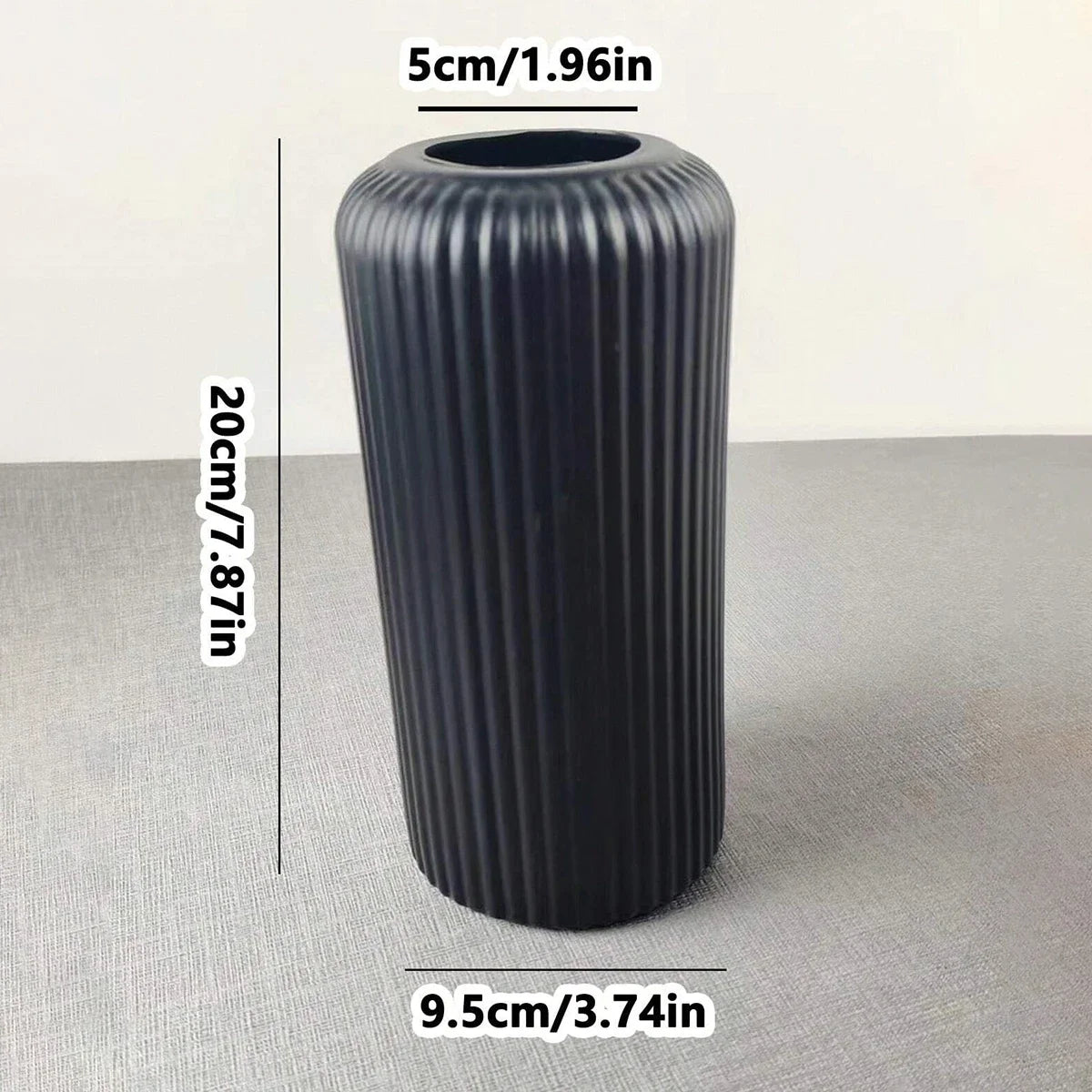 Striped Ceramic-Like Plastic Vase