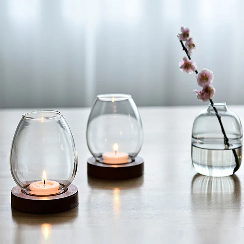 Transparent Round Glass Candle Holders