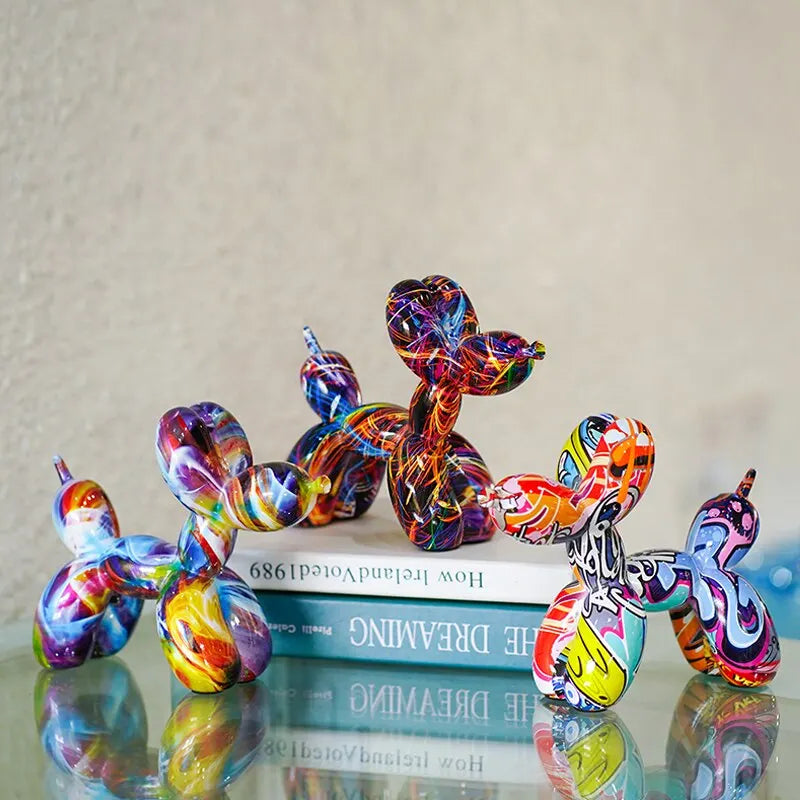 Resin Graffiti Balloon Dog Figurines