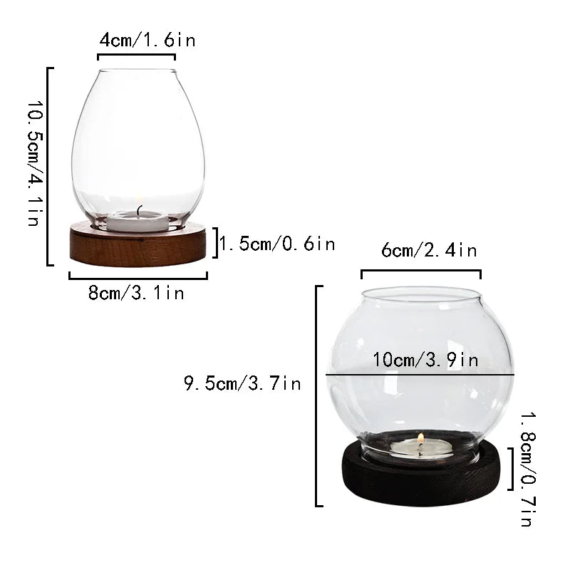 Transparent Round Glass Candle Holders