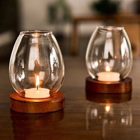 Transparent Round Glass Candle Holders