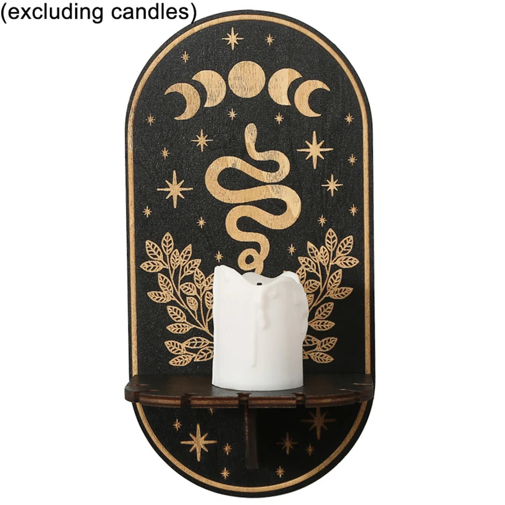 Wooden Carving Pattern Handicraft Crystal Rack Home Candle Holder