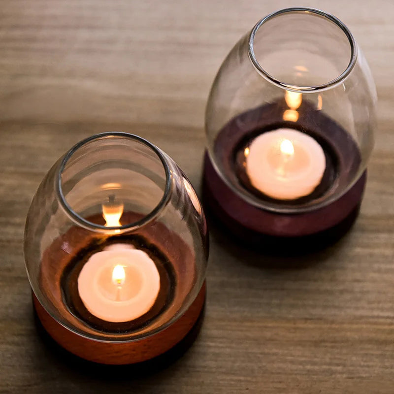 Transparent Round Glass Candle Holders