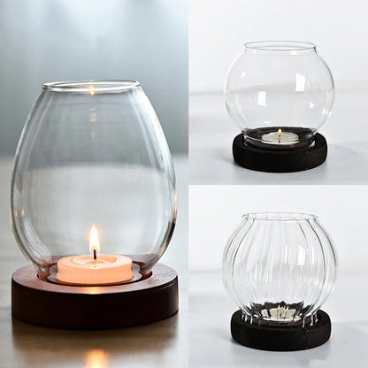 Transparent Round Glass Candle Holders